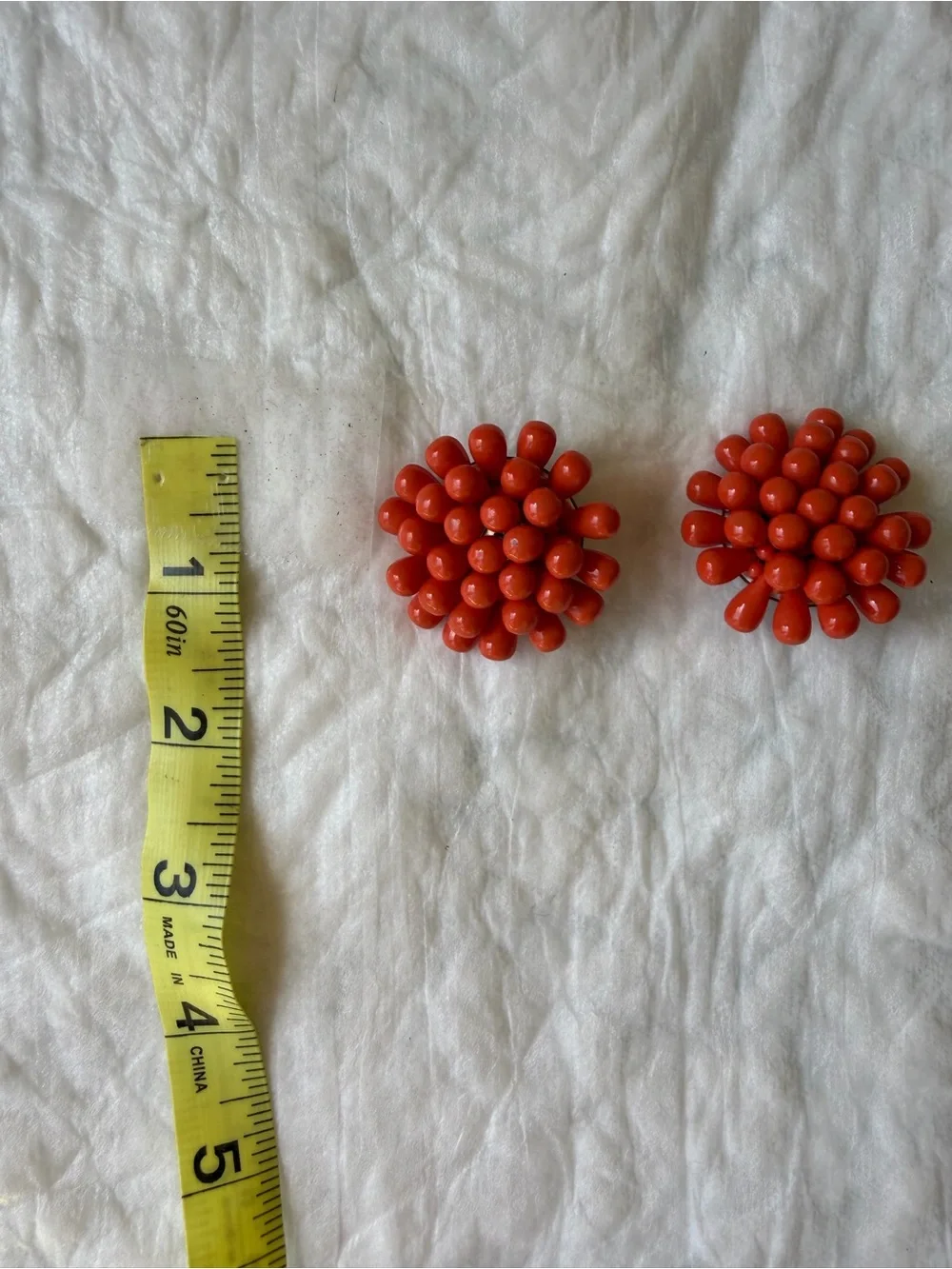 Vintage chunky coral-color cluster Bead Clip-On Earrings - Unbranded